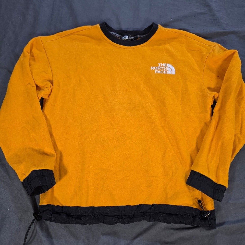 The North Face Rage Crewneck Sweatshirt Yellow Black Fleece Pullover Mens Small